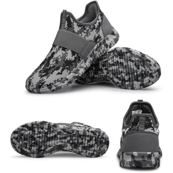 Mens Camo Grey Running Shoes Breathable Lightweight Comfortable Non Slip Sneaker - Picture 6 of 6